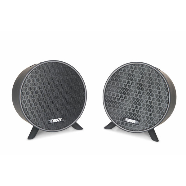 Naxa Electronics - Dual Bluetooth True Wireless Sync Round Speakers Combo