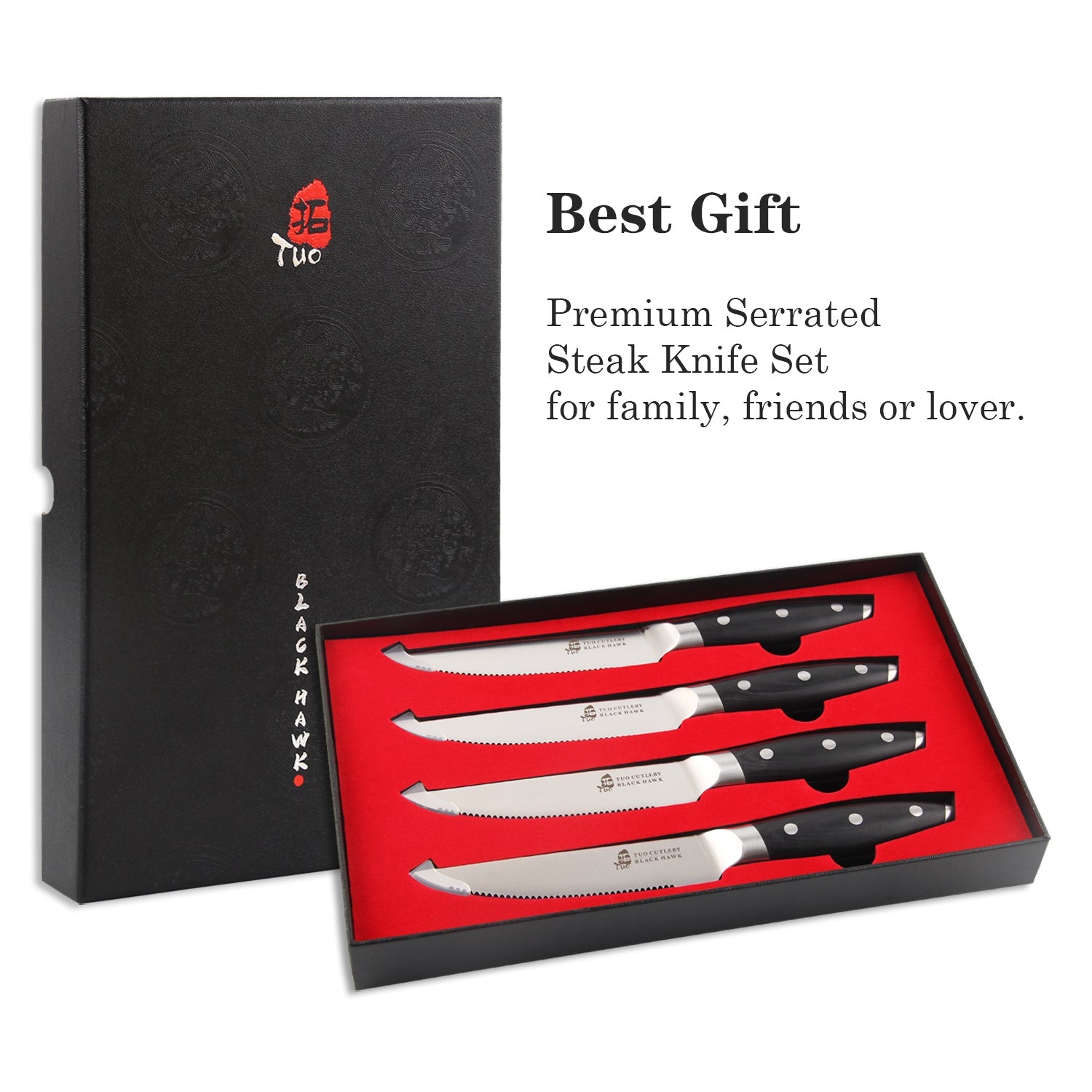 Steak Knife Set of 4, German Stainless Steel Dinner Cutlery Serrated Meat  Slicer