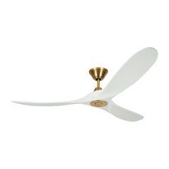 Monte Carlo - 60" Maverick Ceiling Fan- Matte White with Burnished Brass