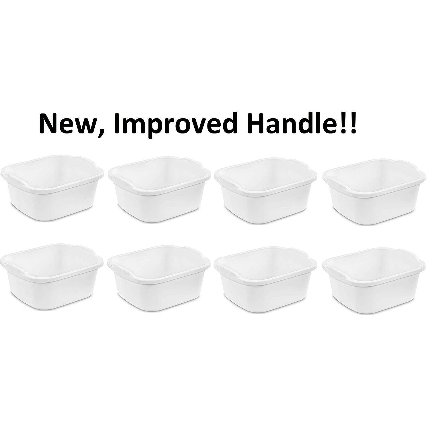 Sterilite 18 Quart Dishpan Plastic Basin Dish Pan New Made in USA White, 2  Pack