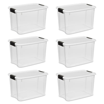 Sterilite 18 Qt Ultra Latch Box, Stackable Storage Bin with Lid, Plastic  Container with Heavy Duty Latches to Organize, Clear and White Lid, 6-Pack