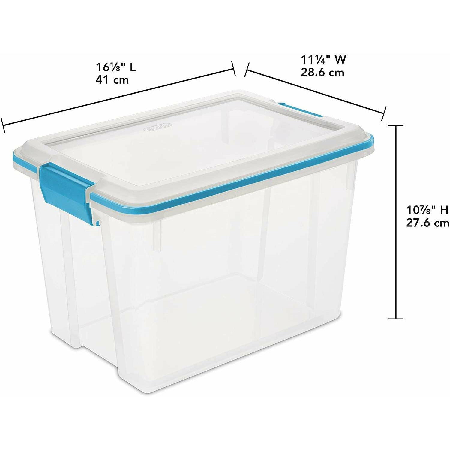 Sterilite 54 Quart Clear Gasket Box with Blue Latches & Gasket 