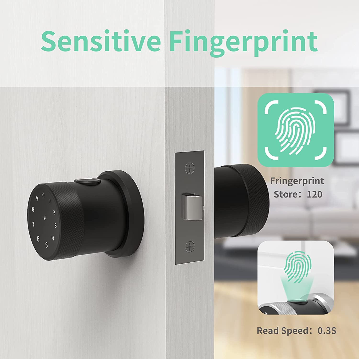 GEEKSMART Smart Door Lock, Fingerprint Door Lock Smart Lock Biometric Door  Lock Fingerprint Door Knob with App Control, Suitable for