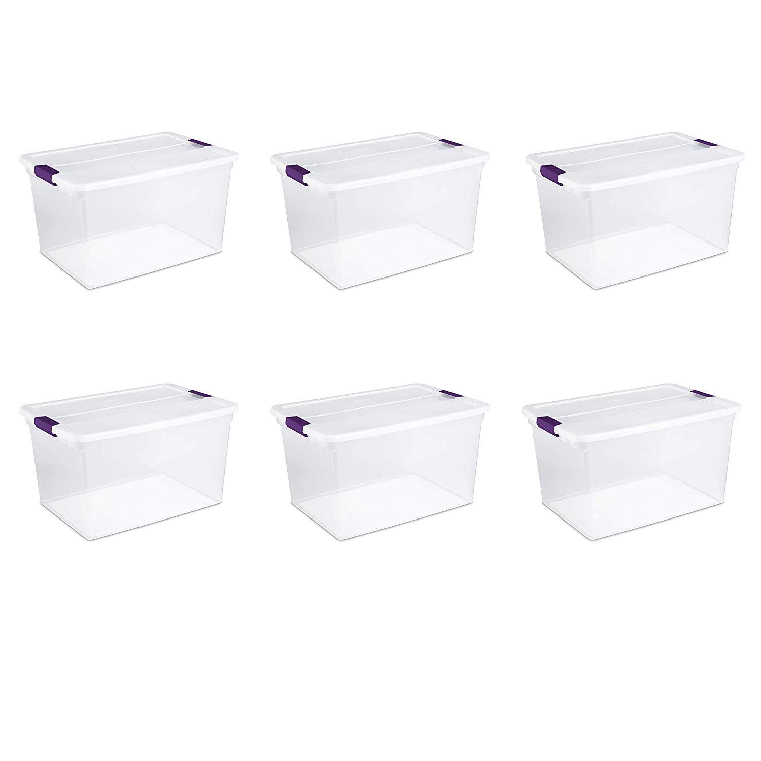 Sterilite 66 Quart ClearView Storage Tote Container with Latching Lid, (18  Pack) 