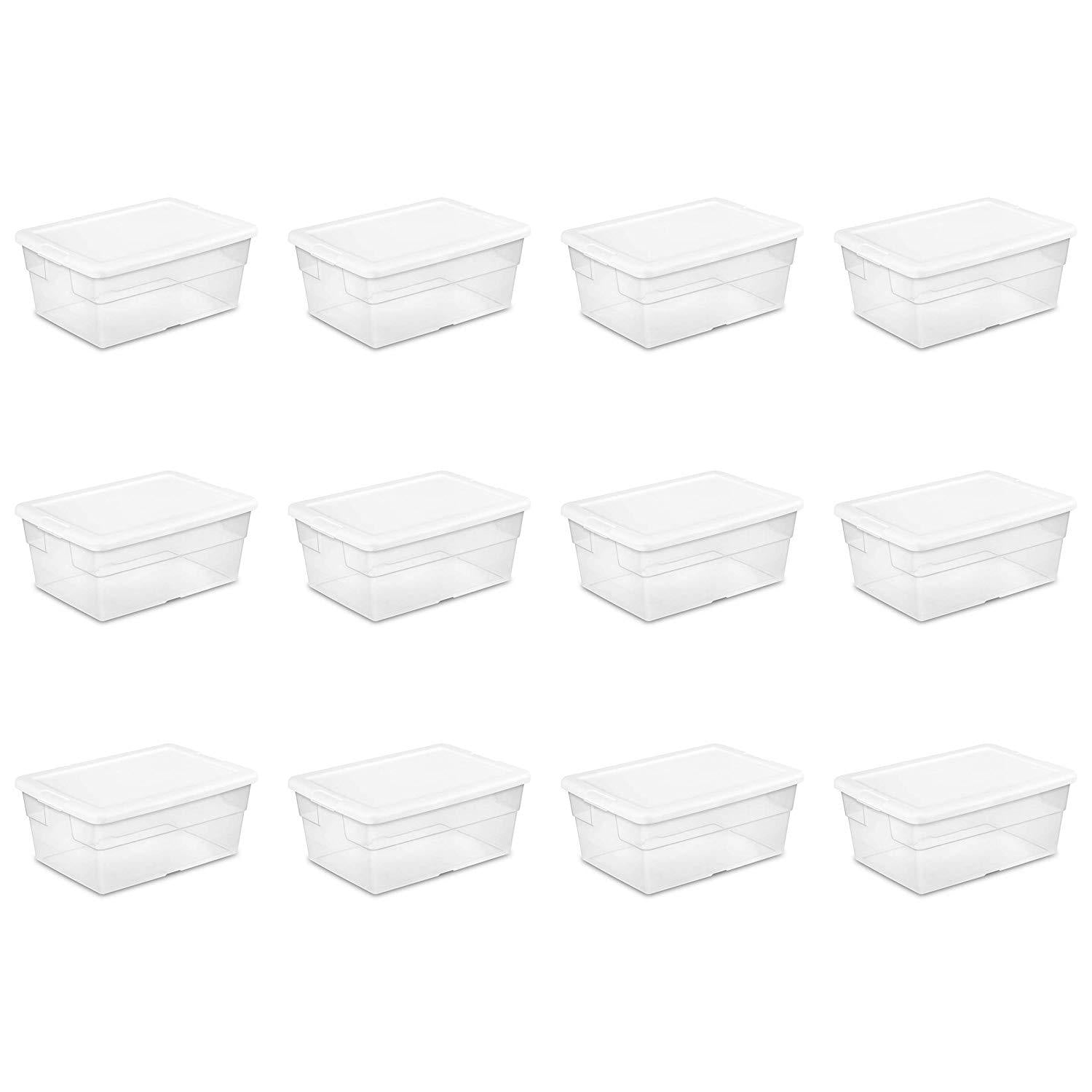 Sterilite - 16 Quart Clear Plastic Stacking Storage Drawer Container Box (12 Pack)