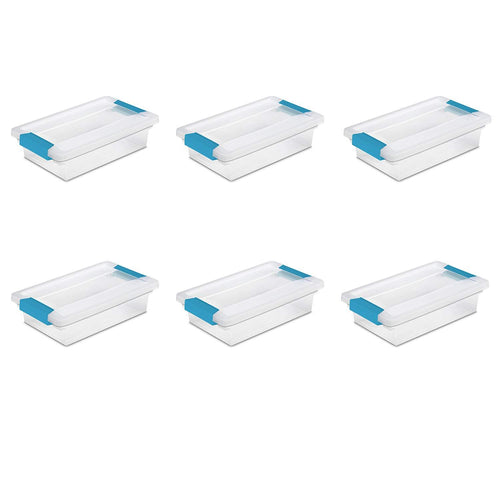 Sterilite 19618606 Small Clip Box, Clear Lid & Base w/Colored Latches,  6-Pack– Wholesale Home