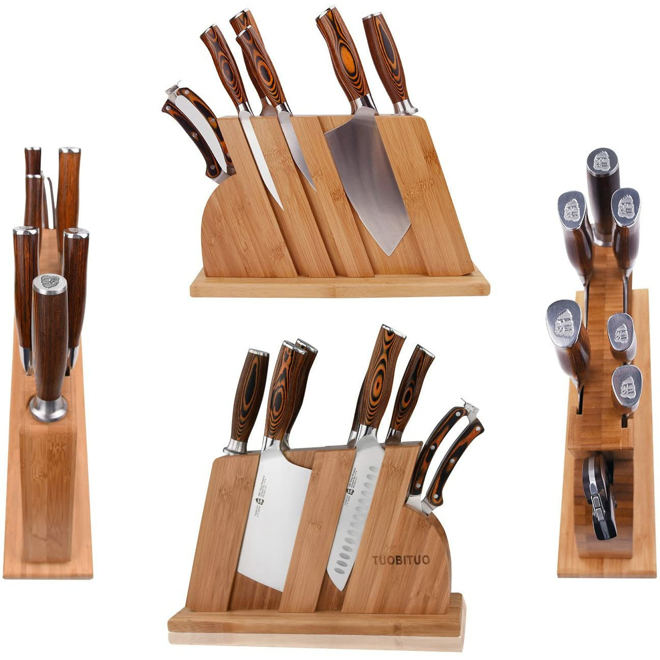 TUO Knife Block Set - 7 piece Kitchen Knife Set with Wooden Block, Kitchen  Ch