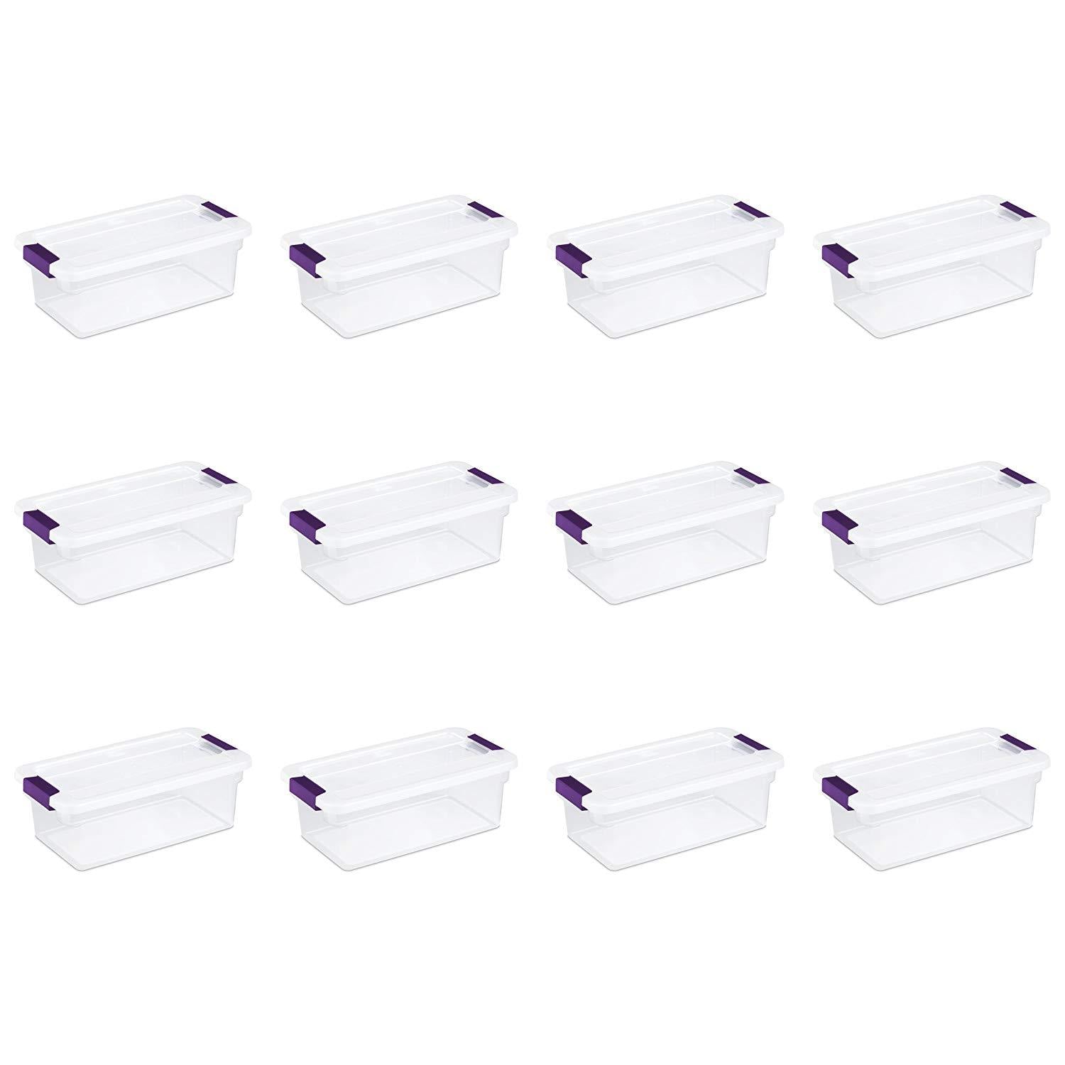 Sterilite 6 Qt Clear View Box Clear with Latches Purple