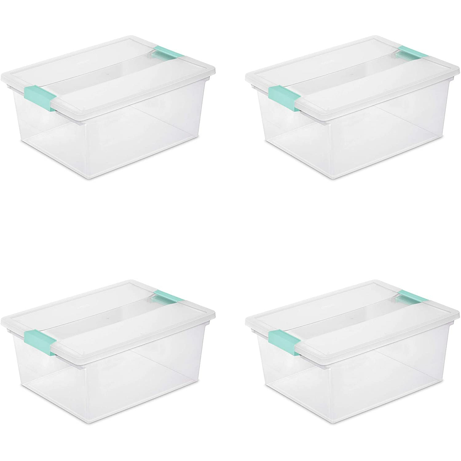 Sterilite Deep Clip Box Plastic Storage Tote Container with Lid, Clear - 4 count