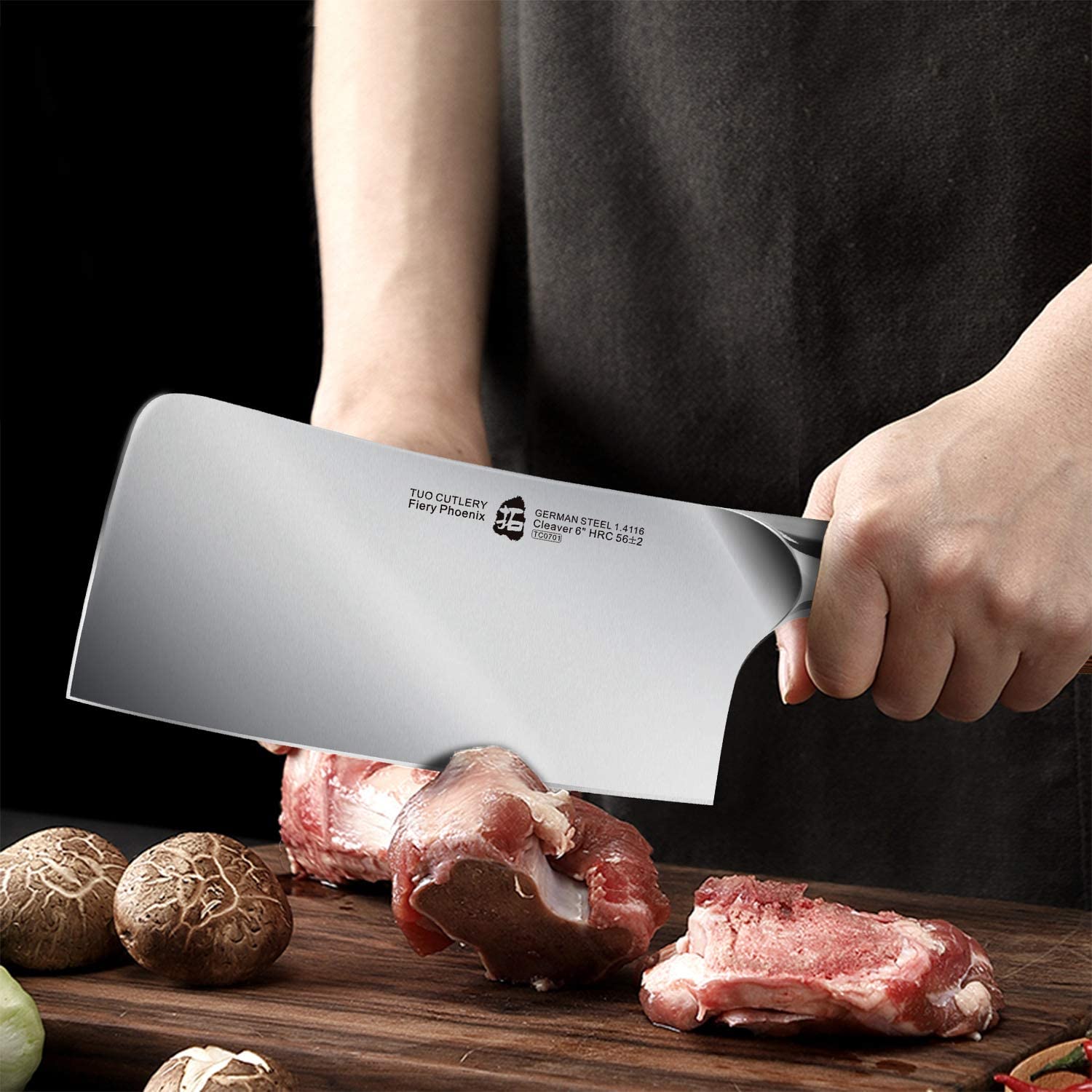  TUO Cleaver Knife, 7 inch Chinese Cleaver Vegetable Meat  Cleaver Knife, High Carbon Stainless Steel Chopping Knife with Ergonomic:  Home & Kitchen