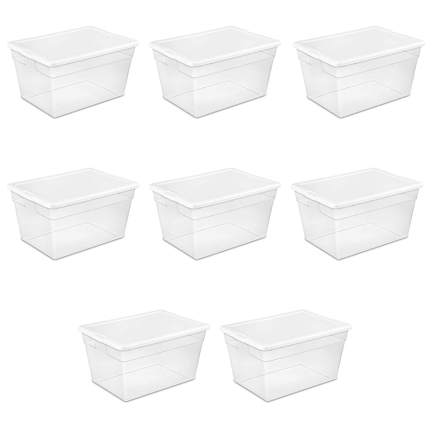 6 Wholesale Home Basics 30 Liter Plastic Storage Container With Lid, Clear