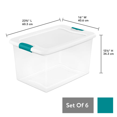 Sterilite 64 Quart Clear Latching Storage Container Box, Grey