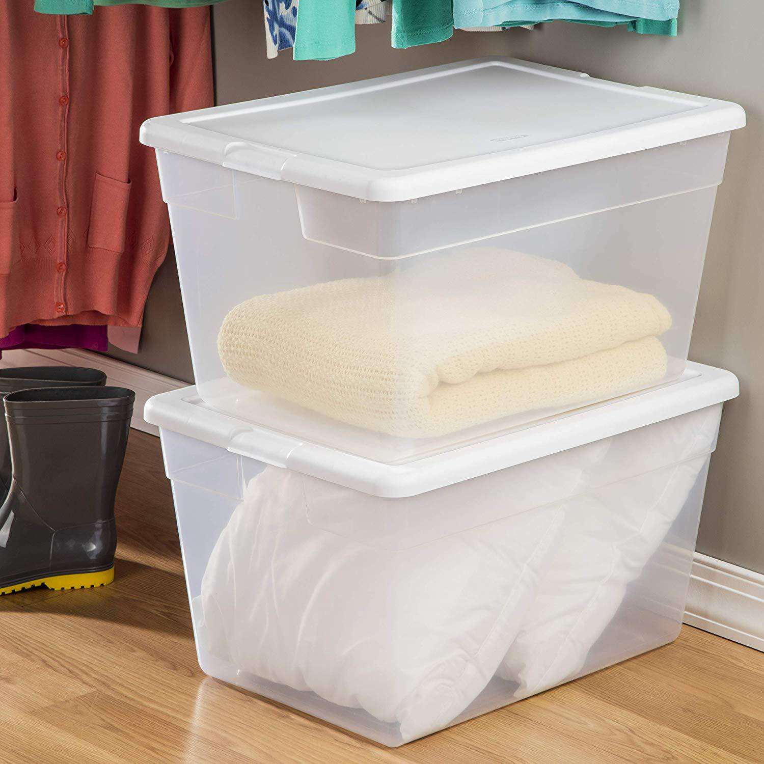 Sterilite 56 Quart Latching Stackable Wheeled Storage Container w
