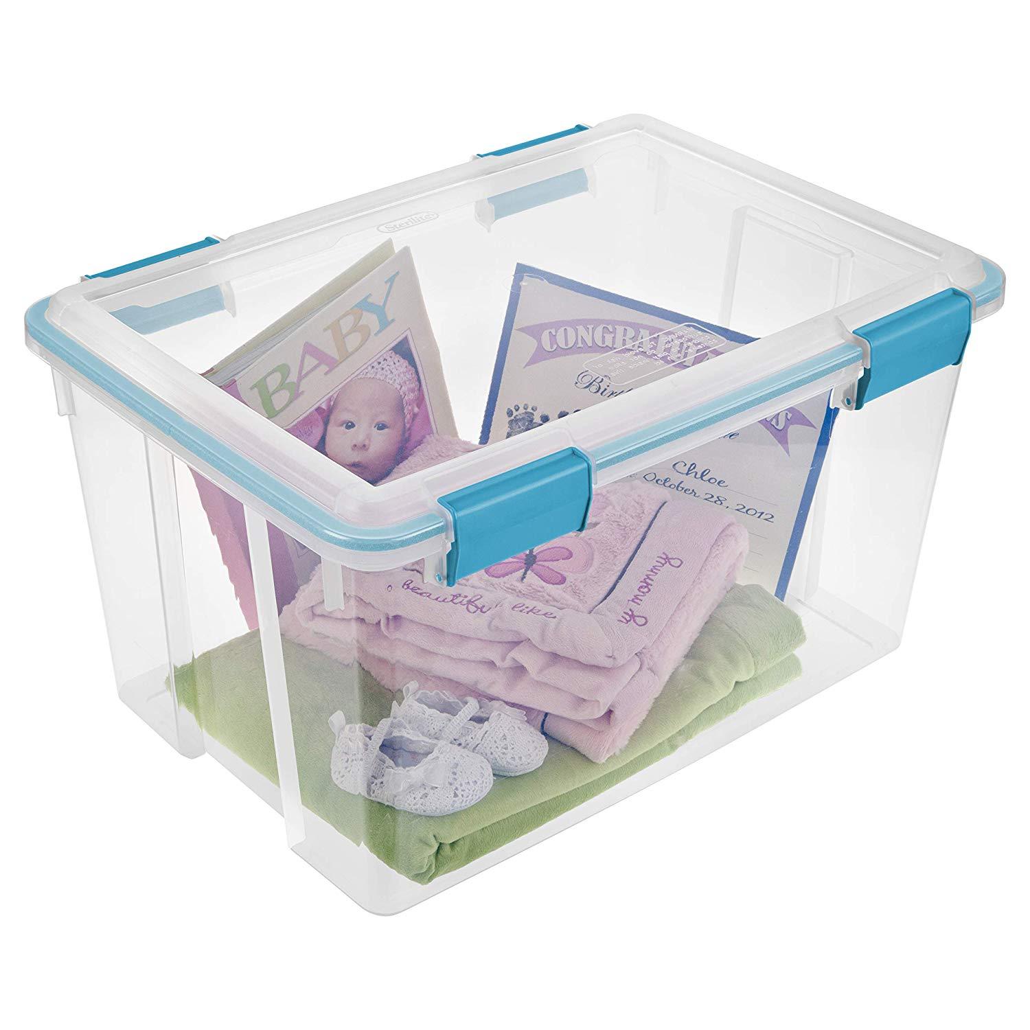 Sterilite 80 Qt Gasket Box, Stackable Storage Bin With Latching