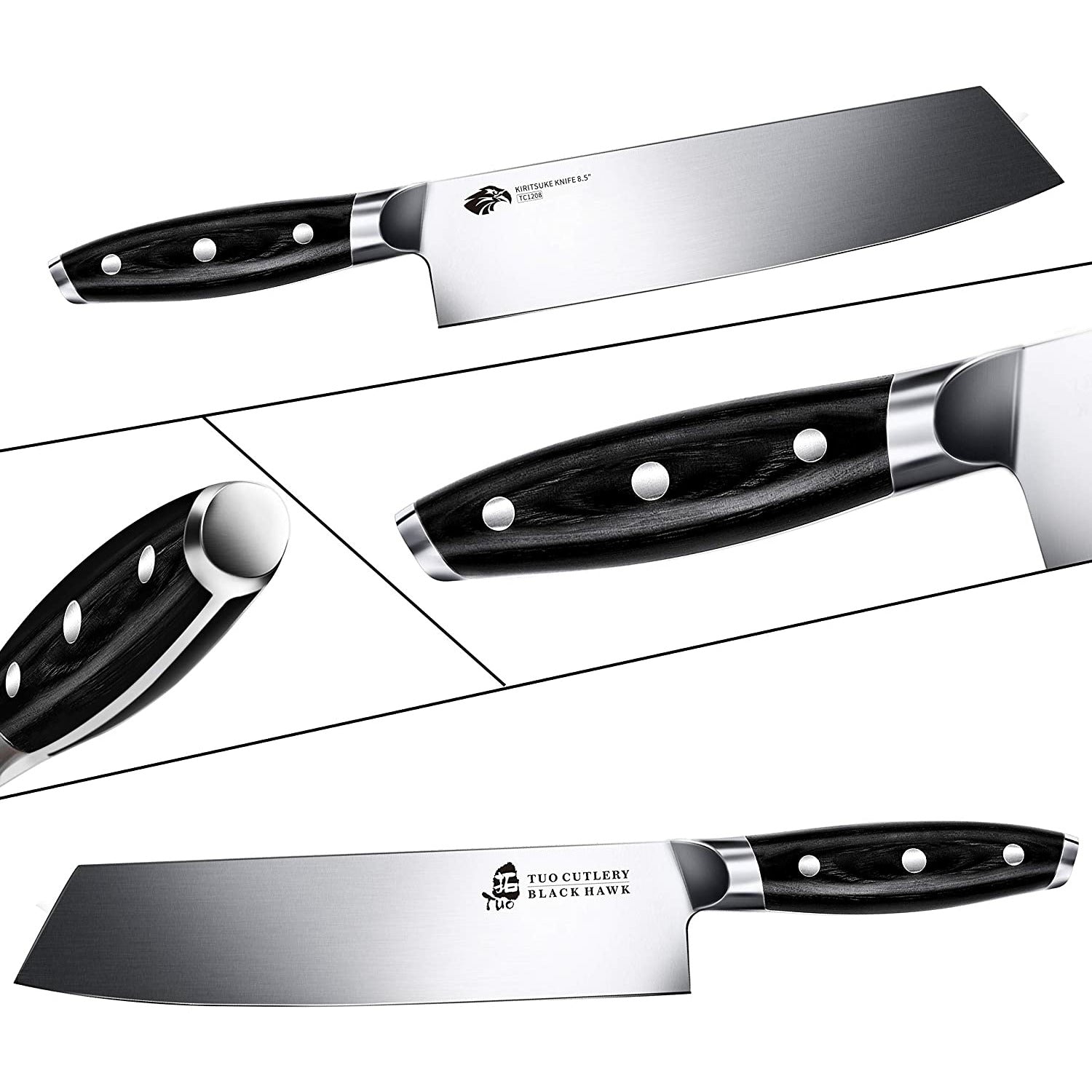 Huusk Japan Knife, AUS 8 Stainless Steel Japanese Chef Knife 7.7 Black  Titan