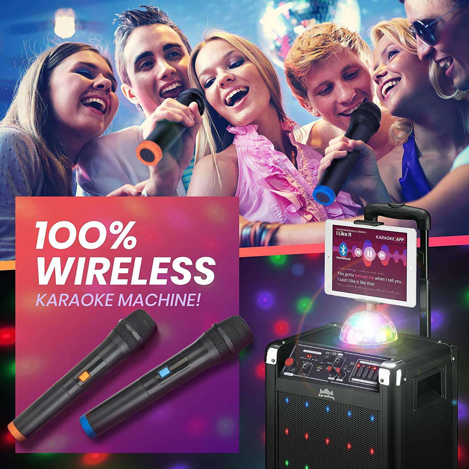 Condenser Wireless Bluetooth Karaoke Microphone For Home System