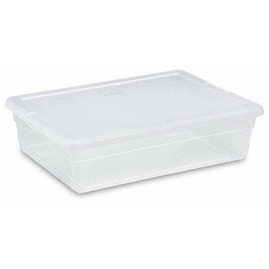  Sterilite 28 Qt Underbed Storage Box, Stackable Bin with Lid, Plastic  Container to Organize, Bedroom, Clear Base and White Lid, 10-Pack - Lidded  Home Storage Bins