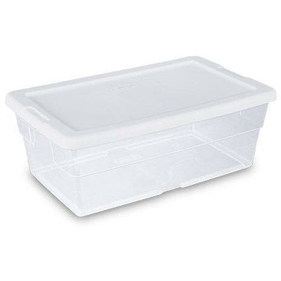 Sterilite 1642 6 Quart Plastic Storage Box - White/Clear for sale online
