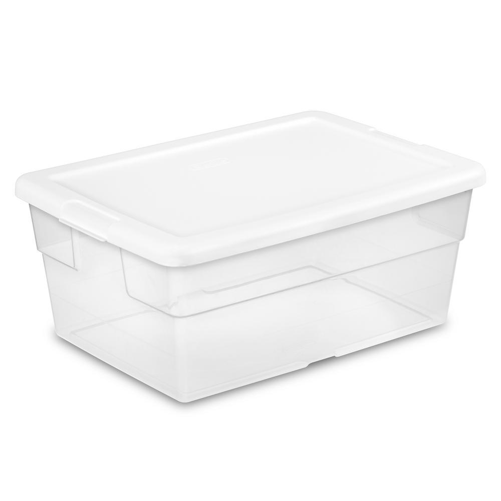 Sterilite 16 Quart Clear Plastic Stacking Storage Container Box w