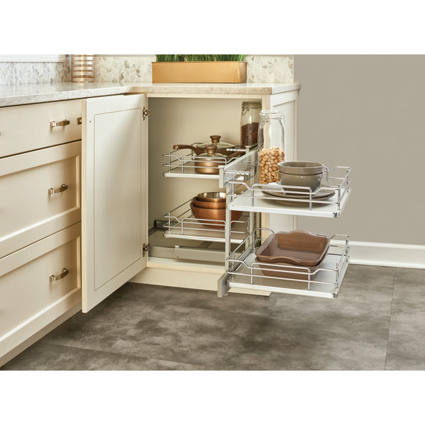 Rev-A-Shelf 53PSP-15SC-GR / 15 in Grey Blind Corner Organizer Soft-Clo ...